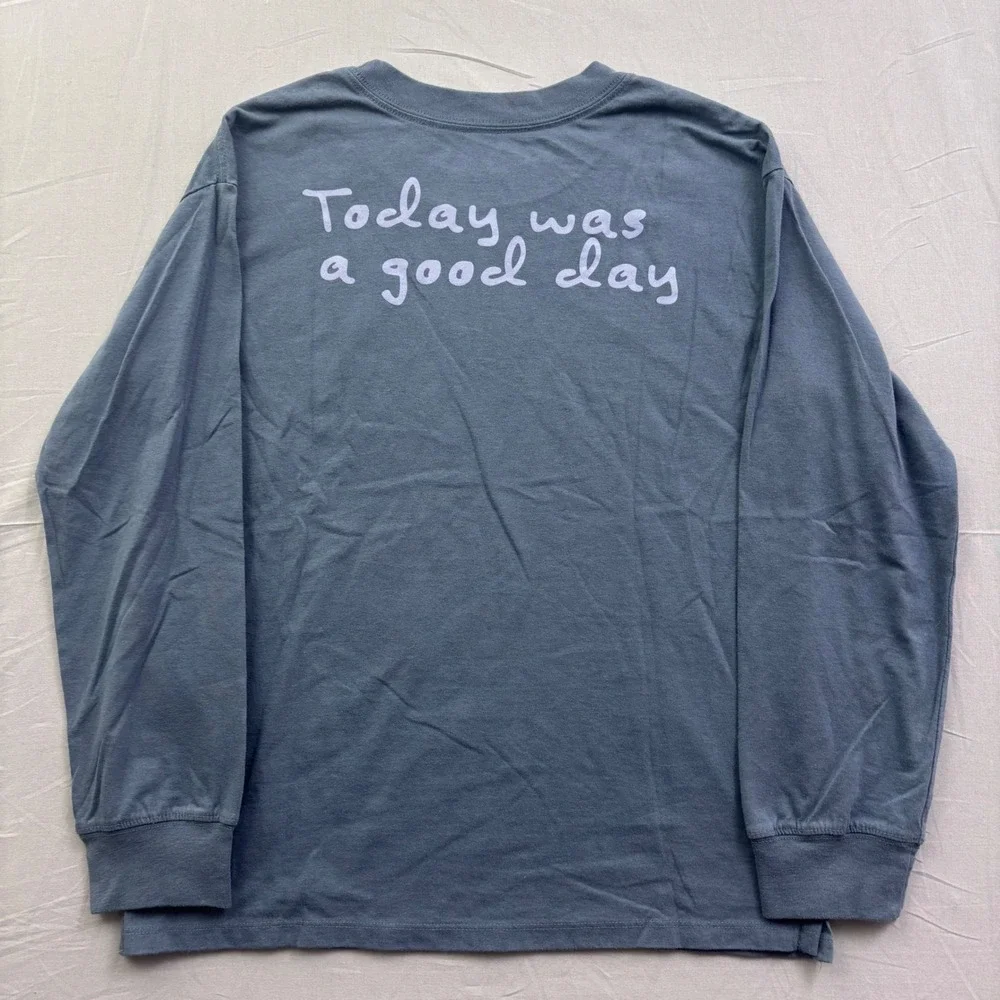 Gap Teen Ice Cube Graphic Long Sleeve T-Shirt Blue Gray Today Was A Good Day 12